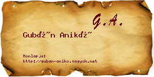 Gubán Anikó névjegykártya